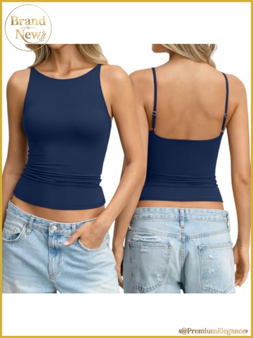 Double Lined Tank Top Boat Neck Backless Sleeveless